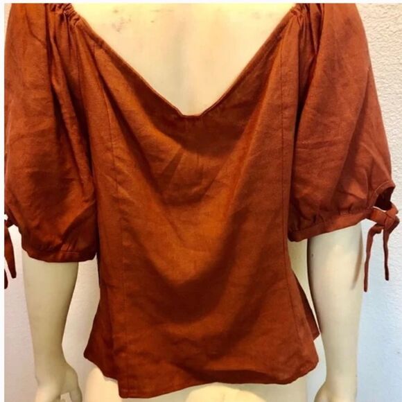 Express Linen Blend Off The Shoulder Top Size S - Picture 3 of 8